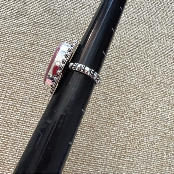 New Banded Agate Stone Silver Overlay Ring Size 6.5 - Picture 3 of 3